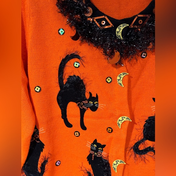 NEW Design Options by Philip and Jane Gordon Black Cat Cardigan Size M - Picture 3 of 14